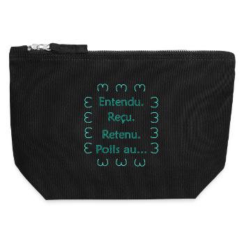 Entendu. Reçu. Retenu. Poils au... Vert - Pochette zippée en toile 12 x 13 cm - noir - Devant