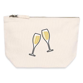 2 Sektgläser (Sekt / Oval / Zu / 3C) - Pochette zippée en toile 12 x 13 cm - blanc naturel - Devant