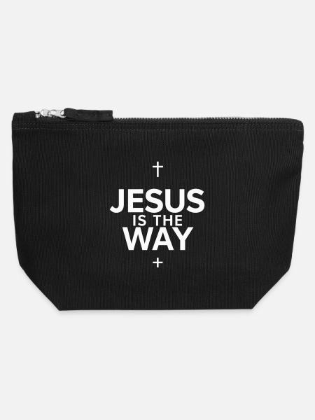 Jésus is the way - Canvas Zip Pouch 12 x 13 cm - black