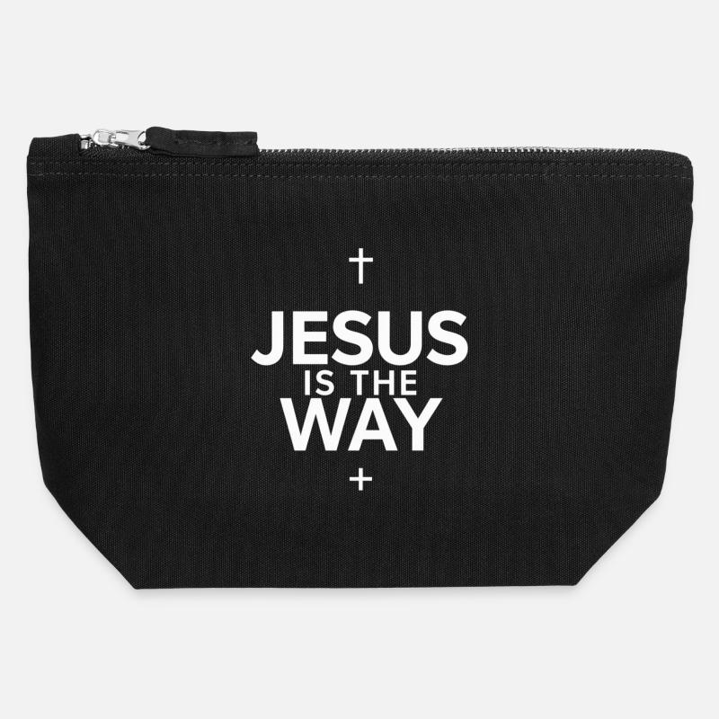 Jésus is the way - Canvas Zip Pouch 12 x 13 cm - black