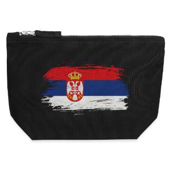 Serbia vintage flag - Canvas Zip Pouch 12 x 13 cm - black - Front