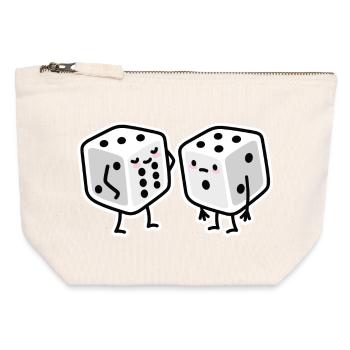 Drôle de dés gymnase sixpack bodybuilding - Pochette zippée en toile 12 x 13 cm - blanc naturel - Devant