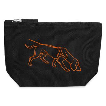 Chien de sueur en orange - Pochette zippée en toile 12 x 13 cm - noir - Devant