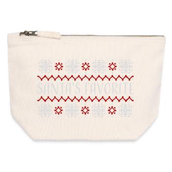 Santa's Favorite Weihnachtspullover Schneeflocken - Canvas Reißverschluss-Täschchen (12 x 13 cm) - Naturweiß - Vorne