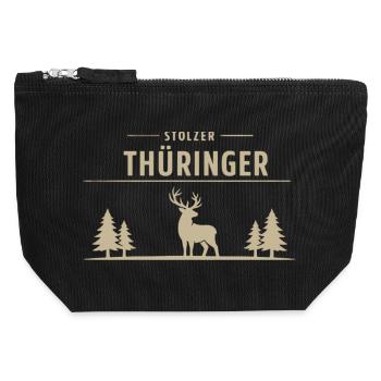 Proud Thuringian – Wald & Hirsch Design - Canvas Zip Pouch 12 x 13 cm - black - Front