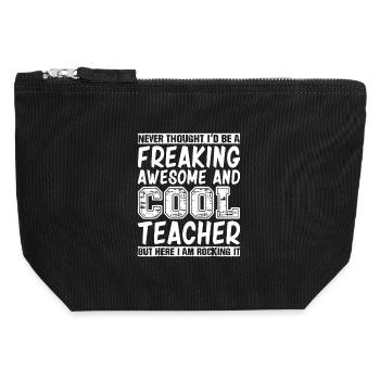 T-shirt de professeur cool - Pochette zippée en toile 12 x 13 cm - noir - Devant