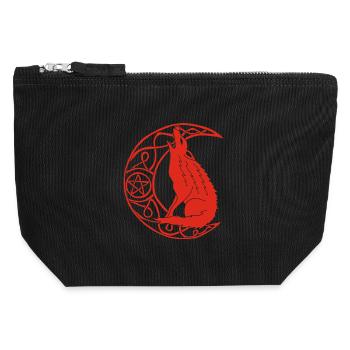 Heulen des Roten Wolfes - Canvas Reißverschluss-Täschchen (12 x 13 cm) - Schwarz - Vorne