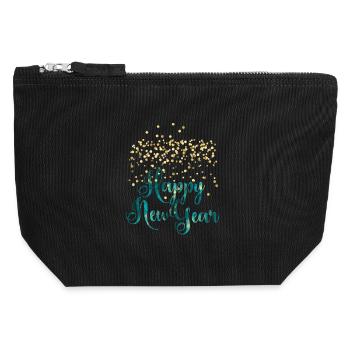 Frohes Neues Jahr Schriftzug - Canvas Reißverschluss-Täschchen (12 x 13 cm) - Schwarz - Vorne