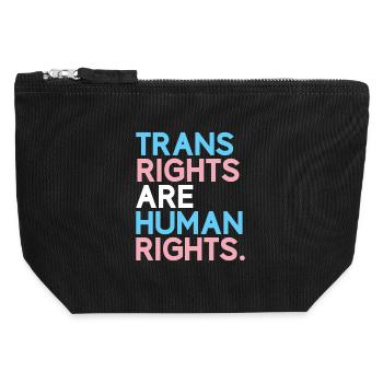 Mois de la fierté LGBT - Les droits des trans sont des droits humains - Pochette zippée en toile 12 x 13 cm - noir - Devant