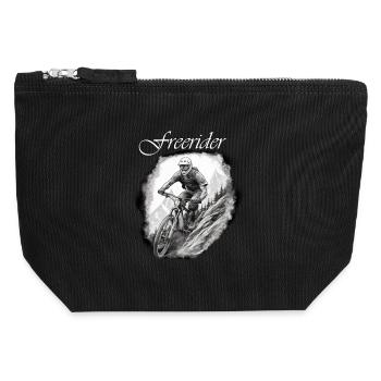 Freerider blanc - Pochette zippée en toile 12 x 13 cm - noir - Devant