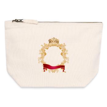 Cadre royal style armoiries avec couronne - Pochette zippée en toile 12 x 13 cm - blanc naturel - Devant