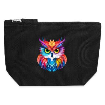 Conception de hibou - Pochette zippée en toile 12 x 13 cm - noir - Devant
