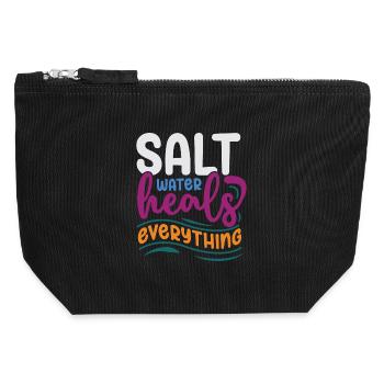 Salt Water Heals Everything - Canvas Zip Pouch 12 x 13 cm - black - Front