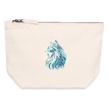 Blue cat head, geometric art, polygons - Canvas Zip Pouch 12 x 13 cm - nature - Front