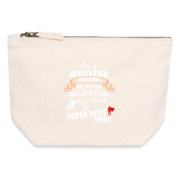 Humorous Quote Brother Super Little - Canvas Zip Pouch 12 x 13 cm - nature - Front
