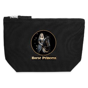 Pferdeprinzessin mit Sternenpracht - Canvas Reißverschluss-Täschchen (12 x 13 cm) - Schwarz - Vorne