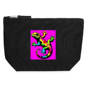 Gecko - Canvas Reißverschluss-Täschchen (12 x 13 cm) - Schwarz - Vorne
