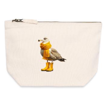 Albatross with rubber boots and scarf - Canvas Zip Pouch 12 x 13 cm - nature - Front