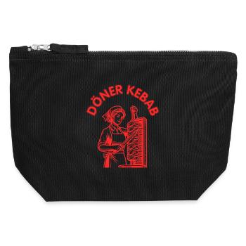 Döner kebab femme - Pochette zippée en toile 12 x 13 cm - noir - Devant