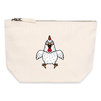 Huhn verrückt Hühner Geflügel Hahn Gockel Henne - Canvas Reißverschluss-Täschchen (12 x 13 cm) - Naturweiß - Vorne