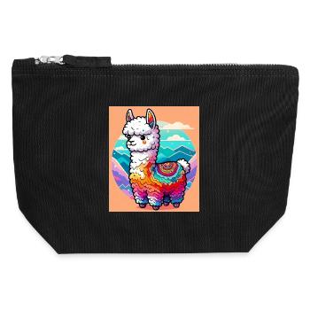 Alpaka - Canvas Reißverschluss-Täschchen (12 x 13 cm) - Schwarz - Vorne