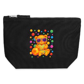 Lebendige Teddy-Gamer-Party-Kunst - Canvas Reißverschluss-Täschchen (12 x 13 cm) - Schwarz - Vorne