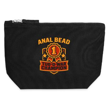 Perle Tug O War Champion Adult Humour Femmes s - Pochette zippée en toile 12 x 13 cm - noir - Devant