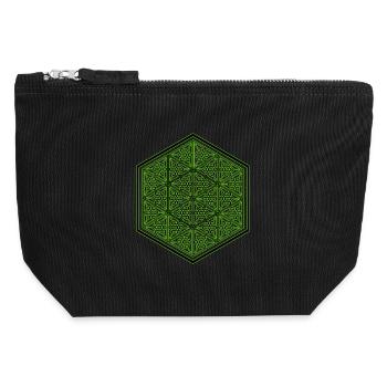 Geometrisches Hexagon Muster Yoga Goa Psytrance - Canvas Reißverschluss-Täschchen (12 x 13 cm) - Schwarz - Vorne