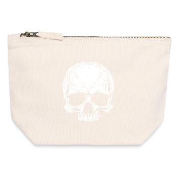 Silhouette du crâne - Pochette zippée en toile 12 x 13 cm - blanc naturel - Devant
