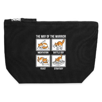  Funny Cat The Way of the Warrior Samurai Orange - Canvas Reißverschluss-Täschchen (12 x 13 cm) - Schwarz - Vorne