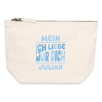 Mann Julian - Canvas Reißverschluss-Täschchen (12 x 13 cm) - Naturweiß - Vorne