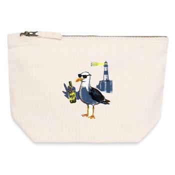 Bière Cool Seagull Lighthouse - Pochette zippée en toile 12 x 13 cm - blanc naturel - Devant