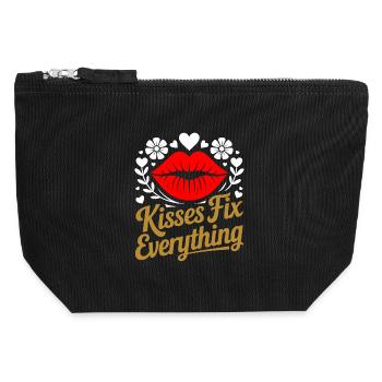 Kisses heal everything - Canvas Zip Pouch 12 x 13 cm - black - Front