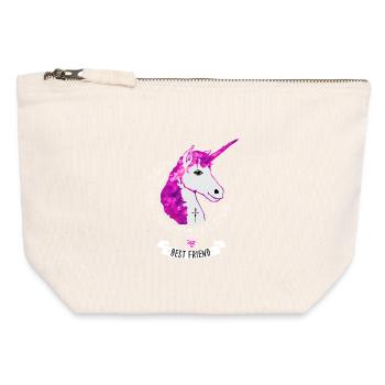 unicorn pink glamour girlie mane horn fee immortal - Canvas Zip Pouch 12 x 13 cm - nature - Front