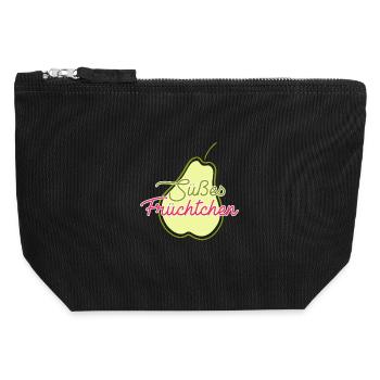 Obst Früchte Geschenkidee Früchte Funsprüche Obst - Canvas Reißverschluss-Täschchen (12 x 13 cm) - Schwarz - Vorne