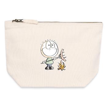 Funny sausage grilling stick figure - Canvas Zip Pouch 12 x 13 cm - nature - Front