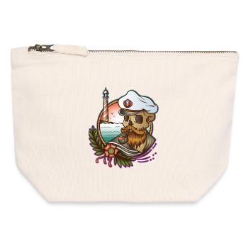 Sail T-Shirt Skull Sailor // Vintage Design - Canvas Zip Pouch 12 x 13 cm - nature - Front