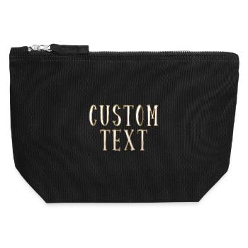 Custom text - Canvas Zip Pouch 12 x 13 cm - black - Front