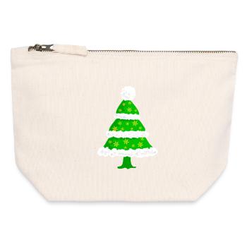 Sapin de Noël - Pochette zippée en toile 12 x 13 cm - blanc naturel - Devant