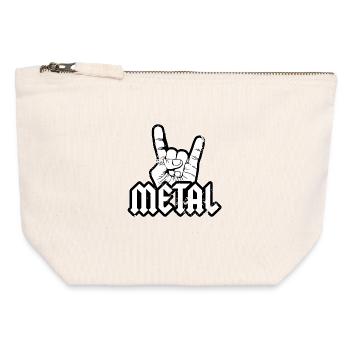 Metal Metalhead Pommesgabel Festival Konzert Band - Canvas Reißverschluss-Täschchen (12 x 13 cm) - Naturweiß - Vorne