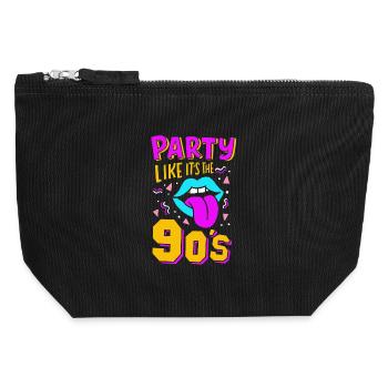 Fête des années 90 - Pochette zippée en toile 12 x 13 cm - noir - Devant