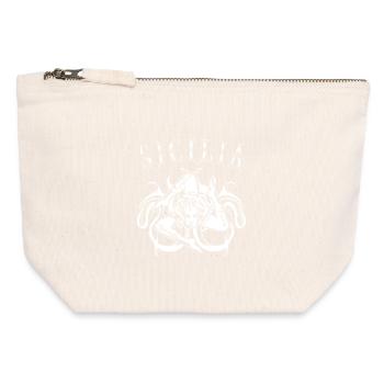 Sicilia Trinacria Italie maison cadeau famille - Pochette zippée en toile 12 x 13 cm - blanc naturel - Devant