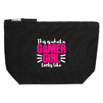Gamer gamer streamer - Canvas Zip Pouch 12 x 13 cm - black - Front