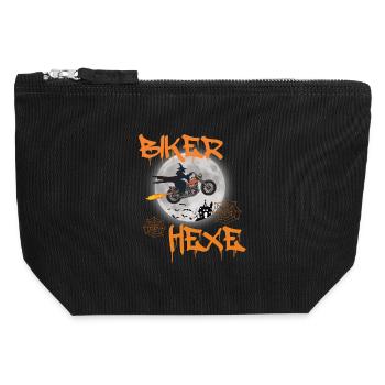 Biker sorcières voler moto vélo chopper - Pochette zippée en toile 12 x 13 cm - noir - Devant
