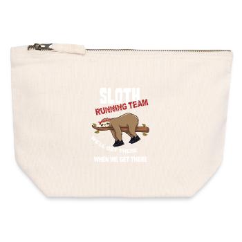 Funny Sloth Running Team Design - Canvas Zip Pouch 12 x 13 cm - nature - Front