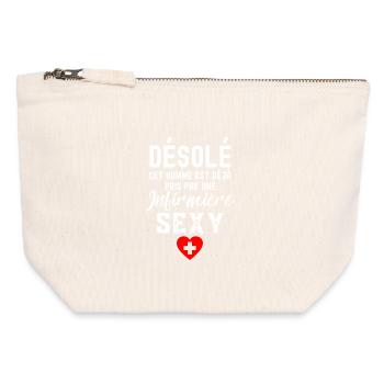 Cet homme est déjà pris par une infirmière sexy - Pochette zippée en toile 12 x 13 cm - blanc naturel - Devant