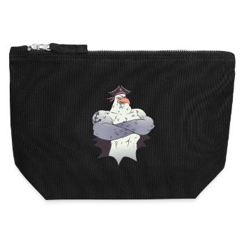 mouette pirate port maritime capitaine navire de mer - Pochette zippée en toile 12 x 13 cm - noir - Devant