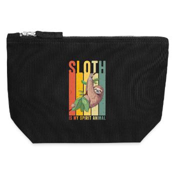 sloth - Canvas Zip Pouch 12 x 13 cm - black - Front