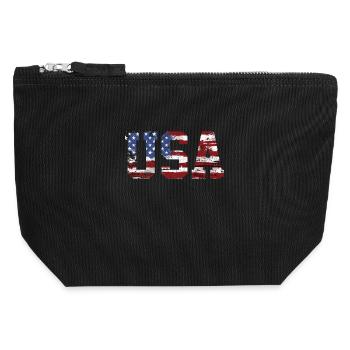 drapeau des Etats Unis - Pochette zippée en toile 12 x 13 cm - noir - Devant