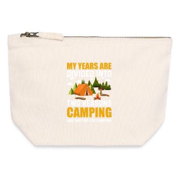 Camping - Pochette zippée en toile 12 x 13 cm - blanc naturel - Devant